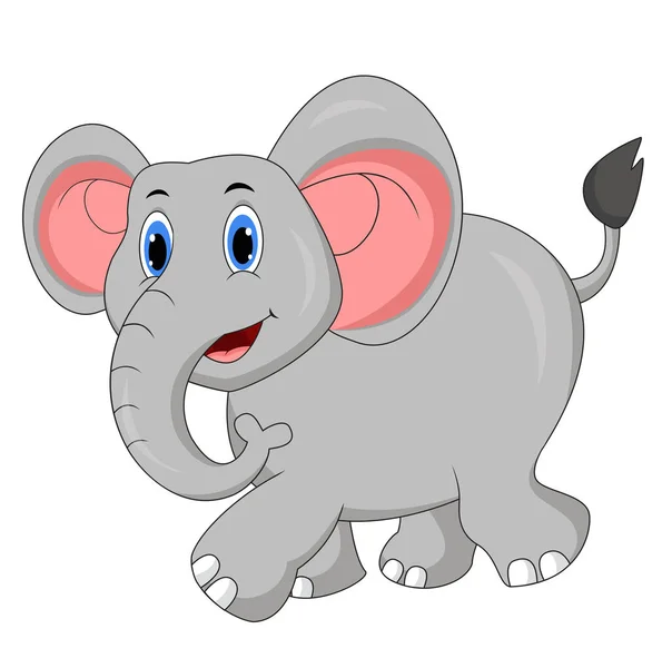 Lindo Elefante Dibujos Animados Caminando — Vector de stock