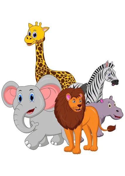 Safari Animal Dibujos Animados Aislados Sobre Fondo Blanco — Vector de stock