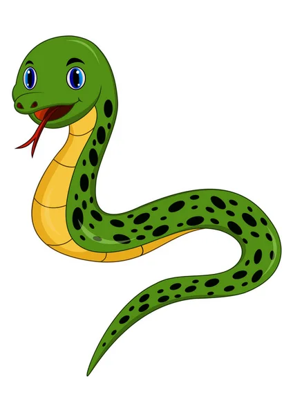 Cartoon Happy Snake Isolated White Background — Stock Vector