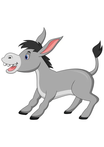 Cartoon Happy Donkey Isolated White Background — Stock Vector
