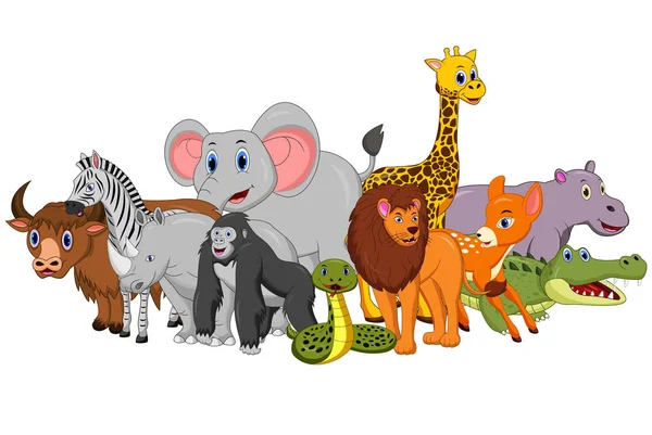 Feliz Safari Animal Dibujos Animados — Archivo Imágenes Vectoriales