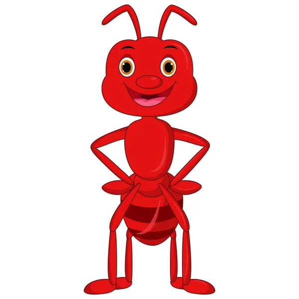 Ilustrasi Kartun Happy Ant - Stok Vektor