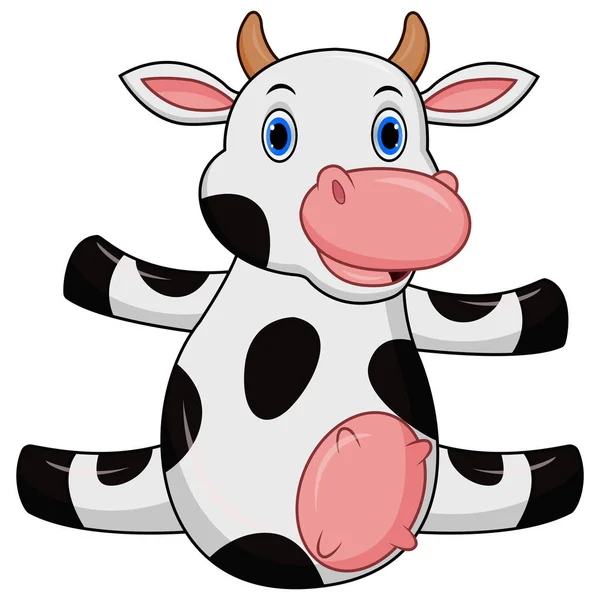 Bonito Bebê Vaca Desenhos Animados — Vetor de Stock