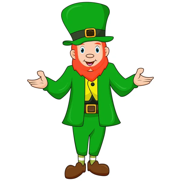 Söt Tecknad Leprechaun Patricks Day Maskot Karaktär — Stock vektor