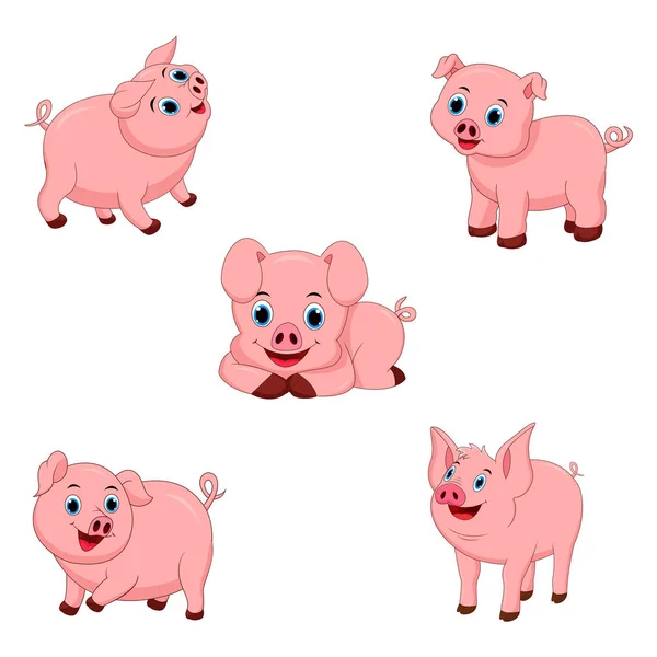 Ensemble Cochons Mignons — Image vectorielle