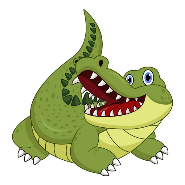 Карикатурный Крокодил Белом Фоне — стоковый вектор