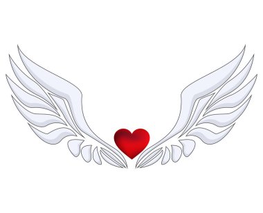 angel wings ile kırmızı kalp