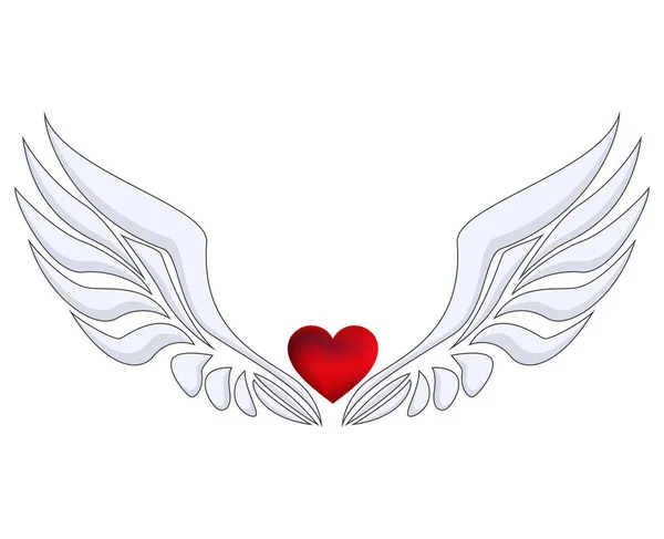 Corazón Rojo Con Alas Ángel — Vector de stock