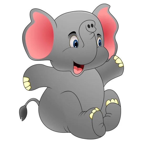 Desenhos Animados Bonito Bebê Elefante Sentado —  Vetores de Stock