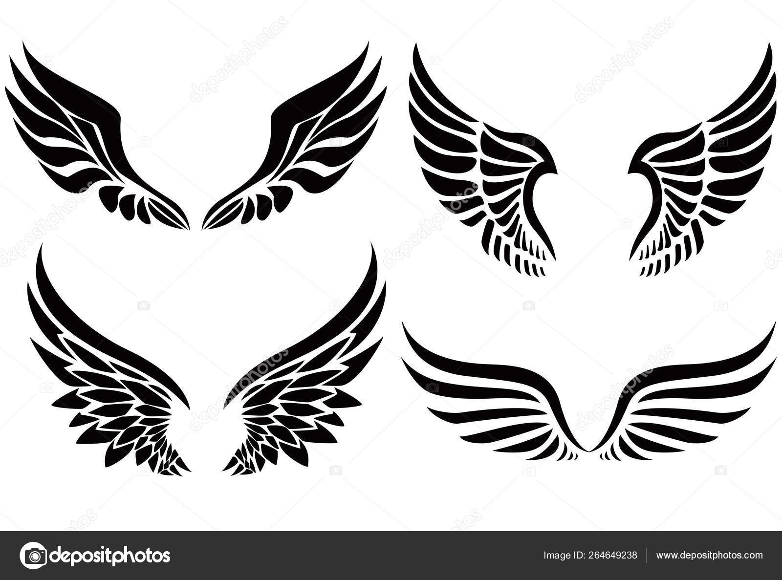 Black Silhouette Wings Emblem Collection Stock Vector by ©ciputra 264649238