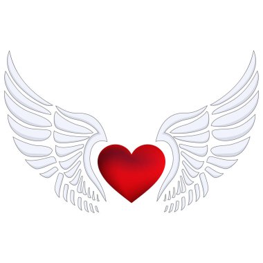 angel wings ile kırmızı kalp
