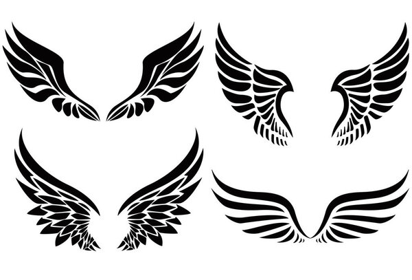Black silhouette wings emblem collection