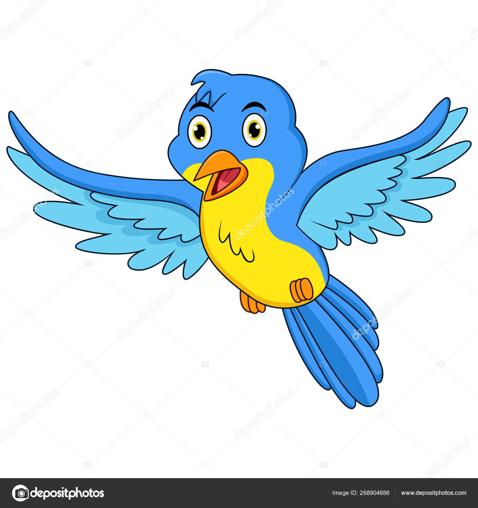 Happy Blue Bird Cartoon Flying Stock Vector Image by ©ciputra #268904686