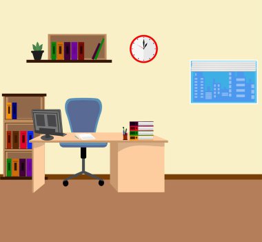 Office iç dairenin düz tarzda çizimi