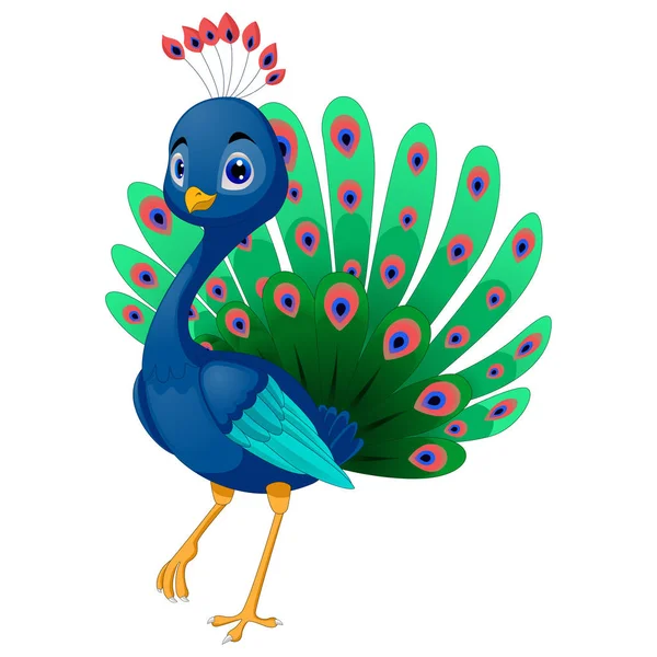 Illustratie Van Mooie Peacock Cartoon — Stockvector