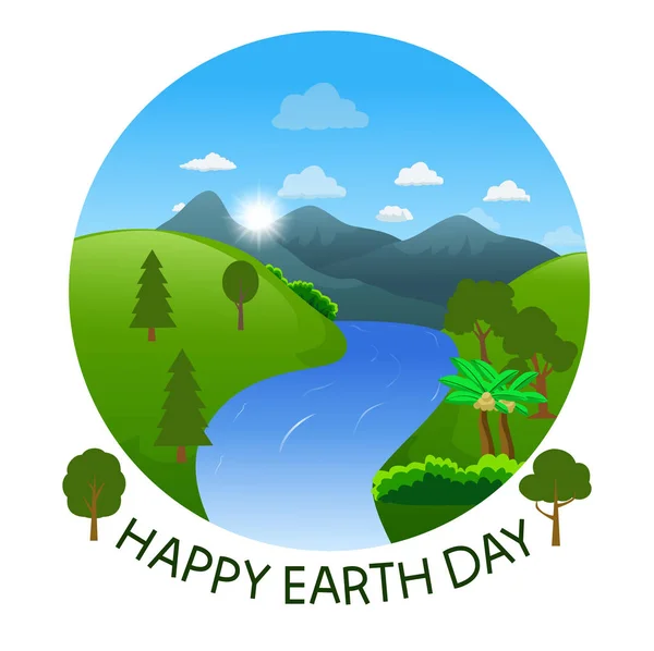 Green Earth Tag Plakat Illustration — Stockvektor