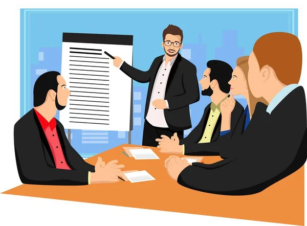 Ofiste genç yönetici sunumu İllüstrasyon