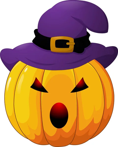 Angry Halloween Pumpkin Hat White Background — Stock Vector