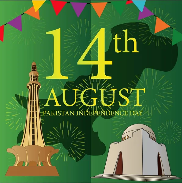 Ilustrace Svátku Srpna Den Nezávislosti Pákistánu — Stockový vektor