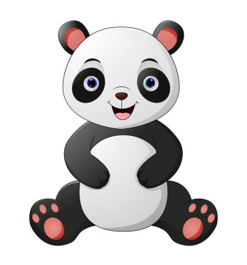 Beyaz arka planda şirin panda karikatürü