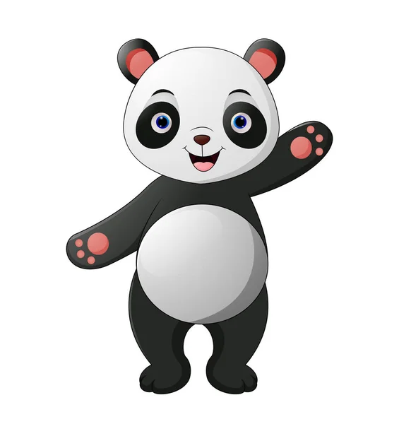 Cute panda cartoon waving hand - Stock Image - Everypixel