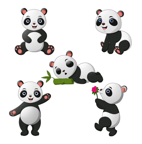 Desenho Animado Bonito Panda Vestindo Chapéu Vermelho Acenando Mão