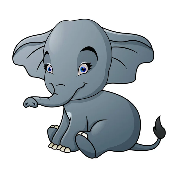 Lindo Elefante Bebé Sentado Aislado Sobre Fondo Blanco — Vector de stock