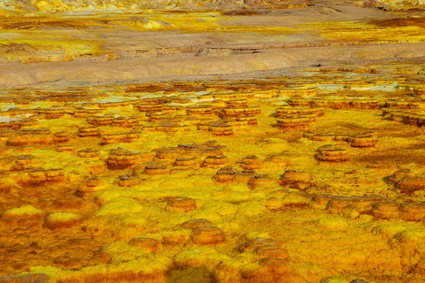 Vue Hors Cette Planète Dalol Danakil Dépression Champs Minéraux Soufre — Photo