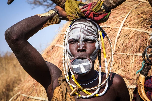 Jinka Valle Del Río Omo Etiopía Enero 2018 Mursi Tribu — Foto de Stock