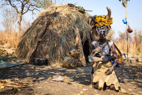 Jinka Valle Del Río Omo Etiopía Enero 2018 Mursi Tribu — Foto de Stock