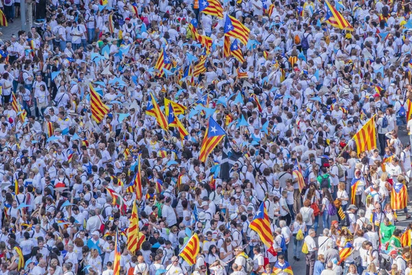 2015 Barcelona Espanha Aproximadamente Dois Milhões Catalães Favor Independência Encontram — Fotografia de Stock