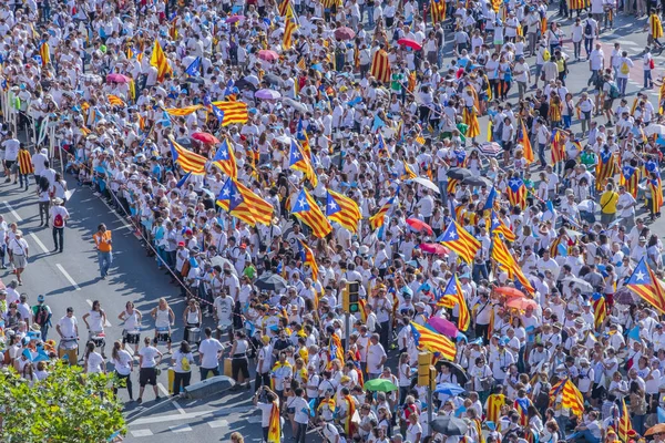 2015 Barcelona Espanha Aproximadamente Dois Milhões Catalães Favor Independência Encontram — Fotografia de Stock