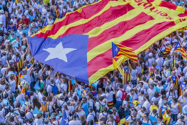 2015 Barcelona España Aproximadamente Dos Millones Catalanes Favor Independencia Reúnen — Foto de Stock