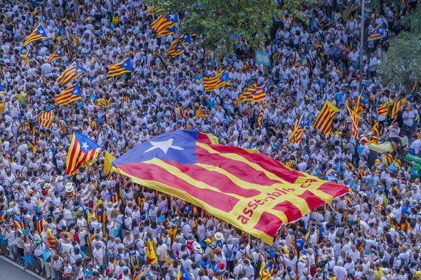 2015 Barcelona Espanha Aproximadamente Dois Milhões Catalães Favor Independência Encontram — Fotografia de Stock