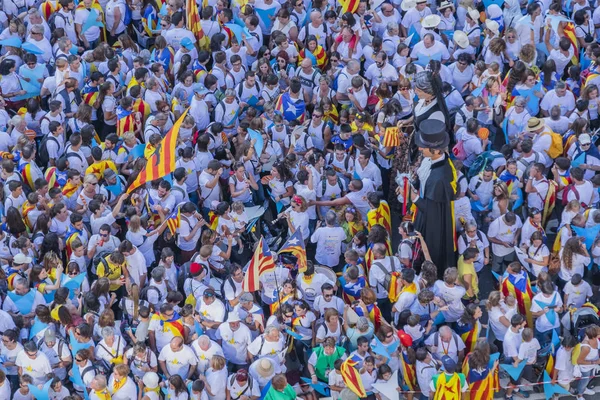 2015 Barcelone Espagne Environ Deux Millions Catalans Faveur Indépendance Rencontrent — Photo