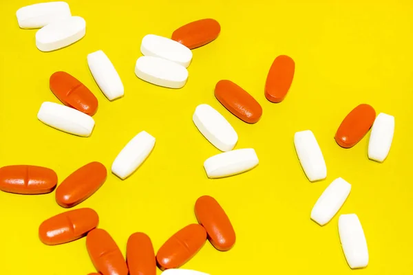 Pharmacy Theme White Red Medicine Tablets Antibiotic Pills — Stock Photo, Image