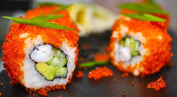 Sushi Rolls Sortiment Izolovaných Bílém Pozadí — Stock fotografie