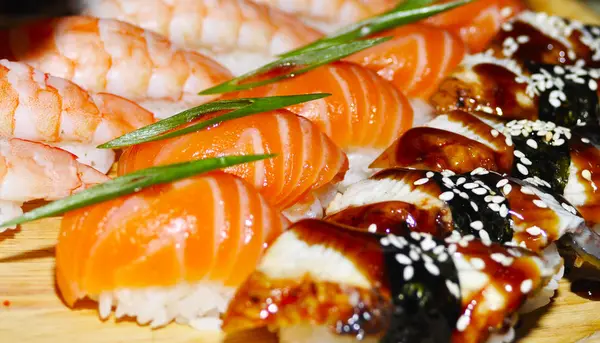 Sushi Rolls Assortment Isolated White Background — Stock Photo, Image