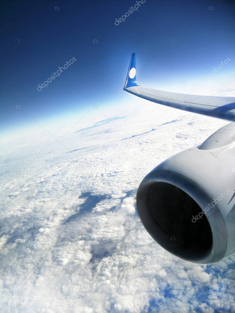 View above the sky from airplane