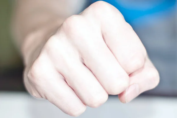 Male black fist isolated on white background. African american clenched hand, gesturing up. Counting, aggression, brave, masculinity concept — Stock Photo, Image