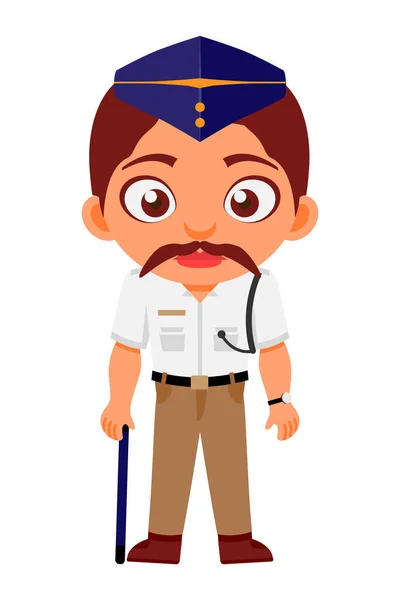 Indian Man Traffic Police Constable Indian Police Service Government Employees — Stock Vector