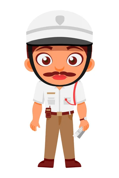 Indian Man Traffic Police Inspector Indian Police Service — Stock Vector
