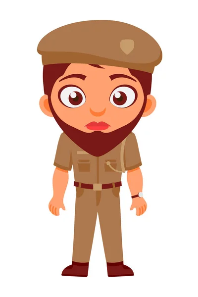Indian Man Police Constable Indian Police Service Characters Security Government — Stock Vector