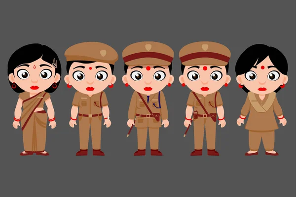 Hintli, Bayan, Polis, Karakterler ve Hükümet Çalışanları