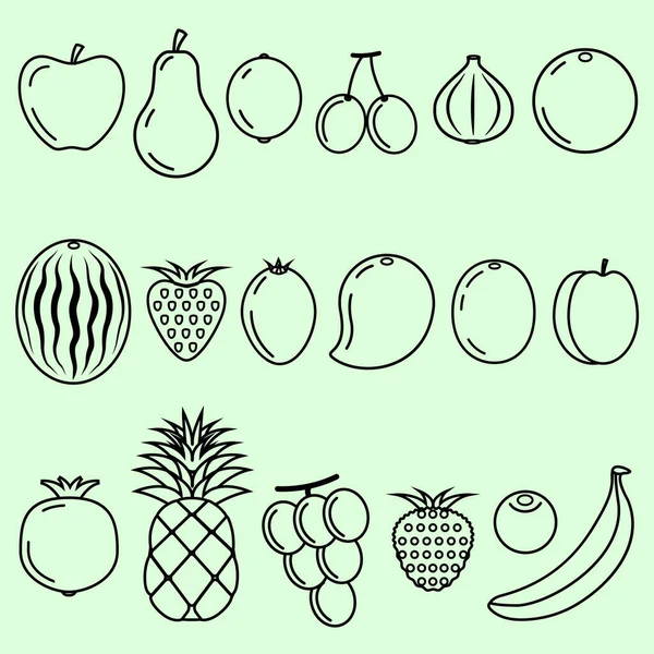 Fruits Outline Sketch Sağlıklı Sebze Olmayan Lezzetli — Stok fotoğraf