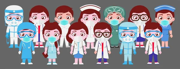 Doktorlar, Ekip, COVID-19 Savaşçılar ve Hastane Tam Personel