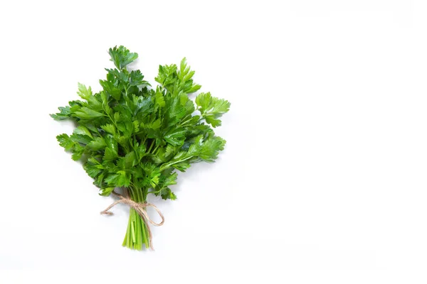 Bunch of parsley on a white isolated background, place for inscr — Stock Photo, Image