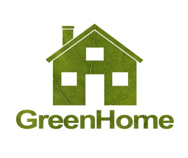 Yeşil bir yapraktan beyaz izole arka plan üzerinde Ev simgesi. Nscription Green House. Close