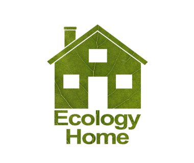 Yeşil bir yapraktan beyaz izole arka plan üzerinde Ev simgesi. Nscription Green House. Close