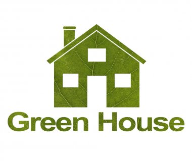 Yeşil bir yapraktan beyaz izole arka plan üzerinde Ev simgesi. Nscription Green House. Close